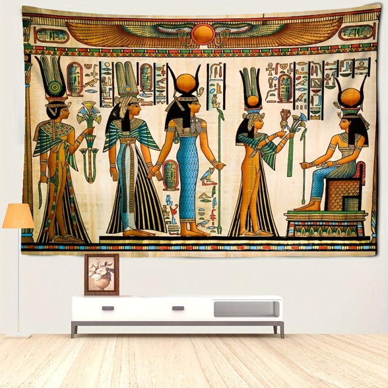 Egyptian Tapestry Wall Hanging for Home Decor - Installation Package Included