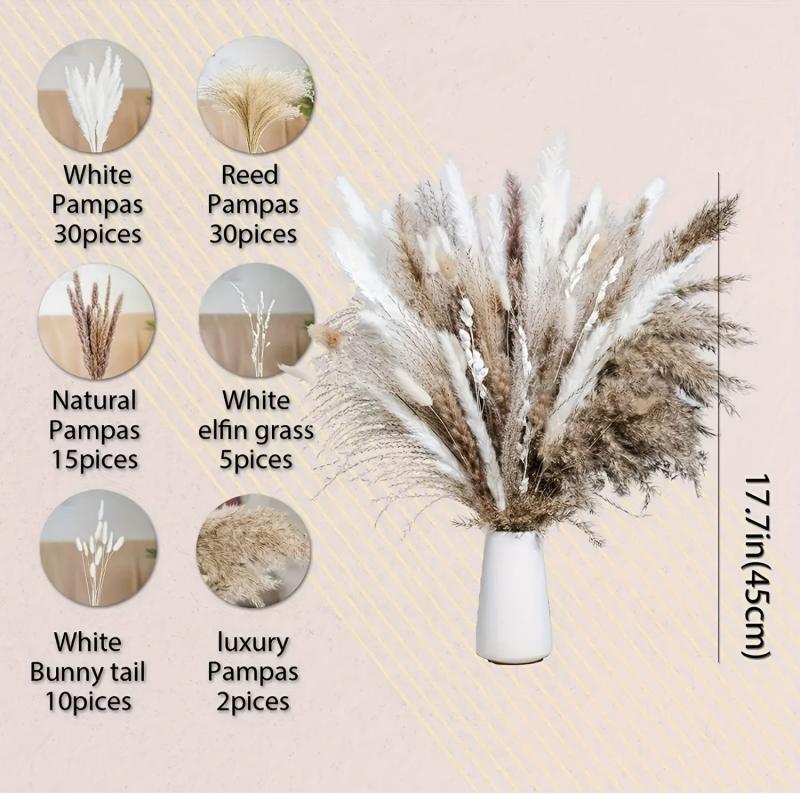 92pcs Dried Pampas Grass Bouquet Home Table Decor Living Room Decor