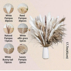 92pcs Dried Pampas Grass Bouquet Home Table Decor Living Room Decor