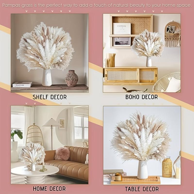 92pcs Dried Pampas Grass Bouquet Home Table Decor Living Room Decor
