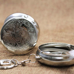 Mini Cigarette Ashtray Key Chain Stainless Steel Portable Round Silver
