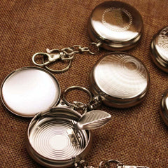 Mini Cigarette Ashtray Key Chain Stainless Steel Portable Round Silver