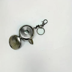 Mini Cigarette Ashtray Key Chain Stainless Steel Portable Round Silver