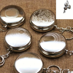 Mini Cigarette Ashtray Key Chain Stainless Steel Portable Round Silver