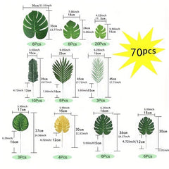 70pcs Artificial Palm Leaves Tropical Decorations for Luau Party Beach Wedding