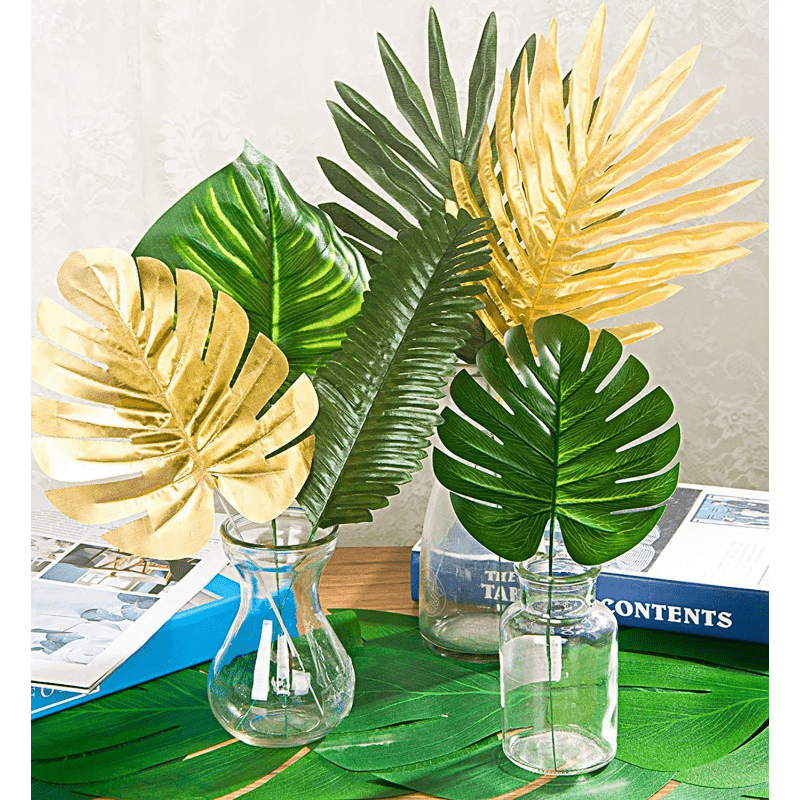 70pcs Artificial Palm Leaves Tropical Decorations for Luau Party Beach Wedding