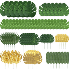 70pcs Artificial Palm Leaves Tropical Decorations for Luau Party Beach Wedding