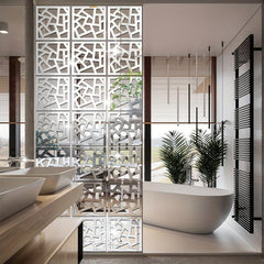 4pcs Acrylic Square Hollow Pattern Wall Stickers for Decor