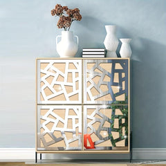 4pcs Acrylic Square Hollow Pattern Wall Stickers for Decor