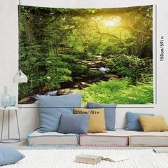 Natural Rainforest Mountain Stream Tapestry Wall Hanging for Living Room Bedroom
