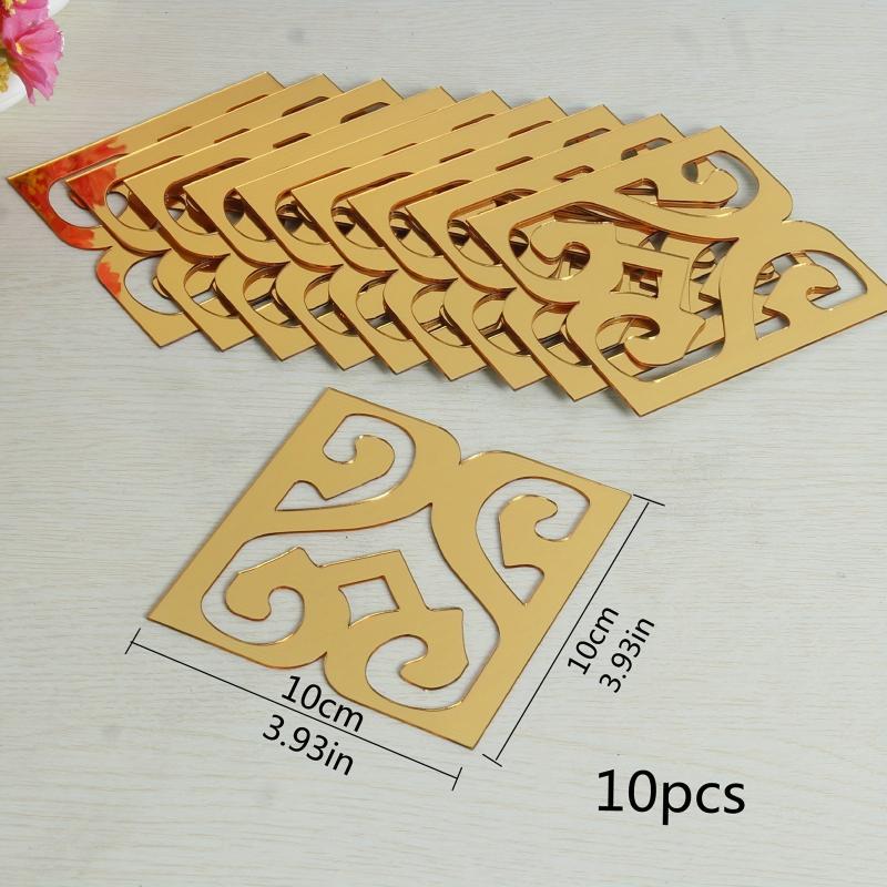 10pcs Golden Acrylic Mirror Wall Stickers for Home Decor