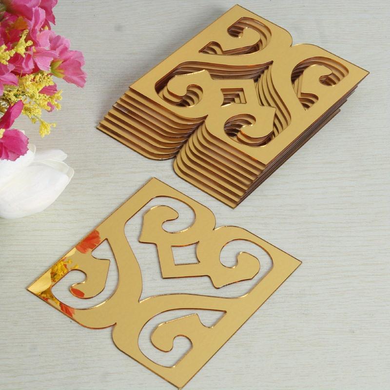 10pcs Golden Acrylic Mirror Wall Stickers for Home Decor