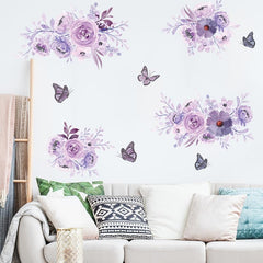 Peony Flower Wall Decal Watercolor Art DIY Vinyl Mural for Bedroom Living Room
