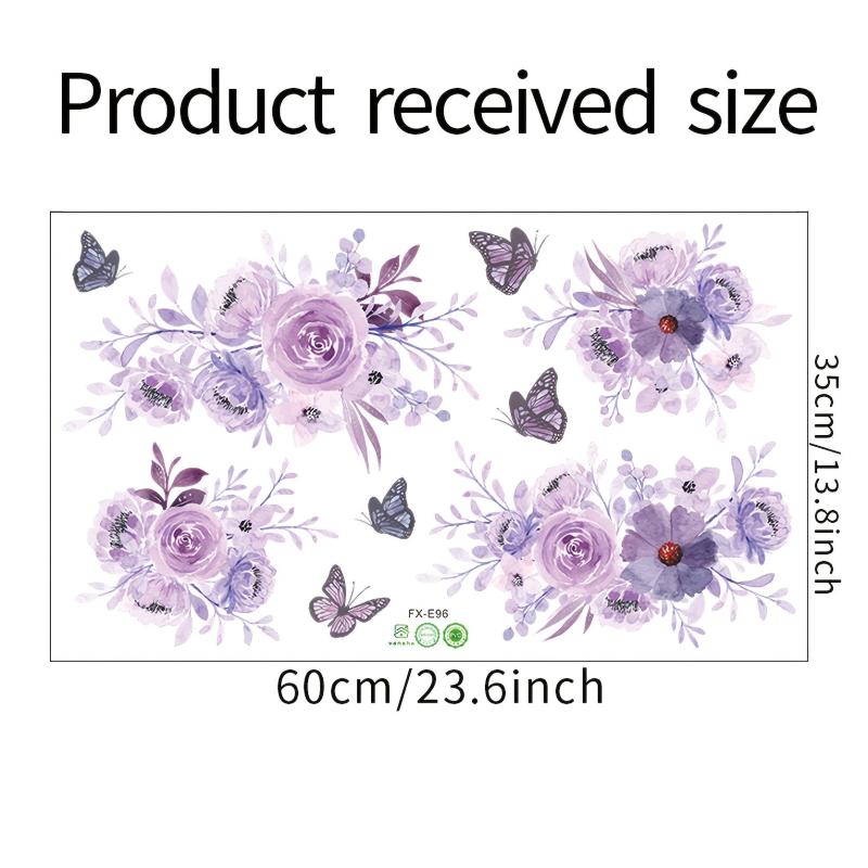Peony Flower Wall Decal Watercolor Art DIY Vinyl Mural for Bedroom Living Room