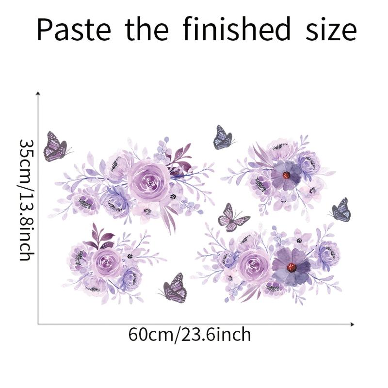 Peony Flower Wall Decal Watercolor Art DIY Vinyl Mural for Bedroom Living Room