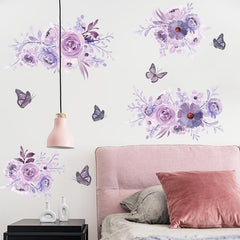 Peony Flower Wall Decal Watercolor Art DIY Vinyl Mural for Bedroom Living Room