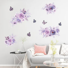 Peony Flower Wall Decal Watercolor Art DIY Vinyl Mural for Bedroom Living Room