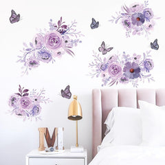 Peony Flower Wall Decal Watercolor Art DIY Vinyl Mural for Bedroom Living Room
