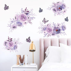 Peony Flower Wall Decal Watercolor Art DIY Vinyl Mural for Bedroom Living Room