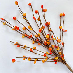6pcs Fall Artificial Berry Stems Orange Pumpkin Branches DIY Decor