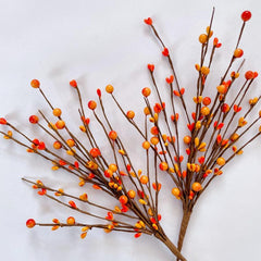 6pcs Fall Artificial Berry Stems Orange Pumpkin Branches DIY Decor