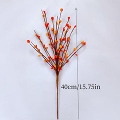 6pcs Fall Artificial Berry Stems Orange Pumpkin Branches DIY Decor