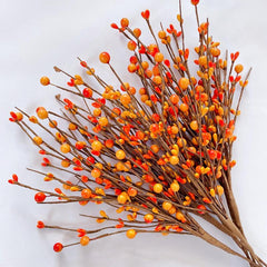 6pcs Fall Artificial Berry Stems Orange Pumpkin Branches DIY Decor