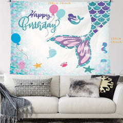 Mermaid Tapestry Birthday Party Decoration Background Cloth