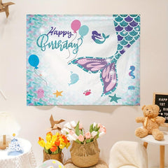 Mermaid Tapestry Birthday Party Decoration Background Cloth