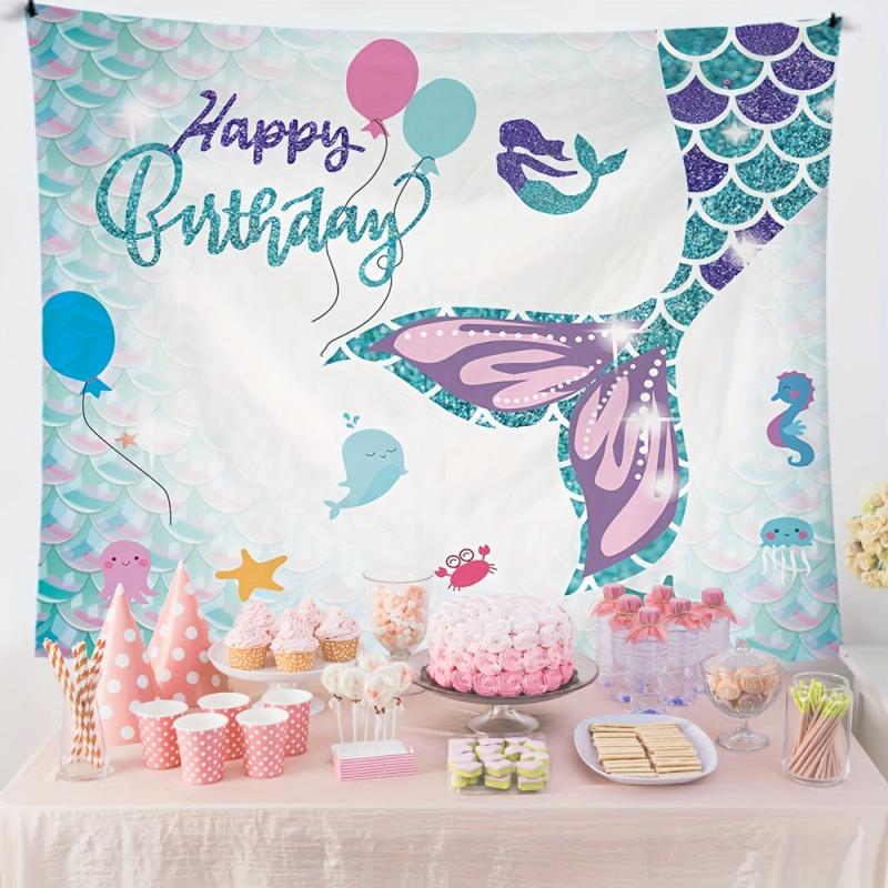 Mermaid Tapestry Birthday Party Decoration Background Cloth