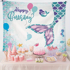 Mermaid Tapestry Birthday Party Decoration Background Cloth