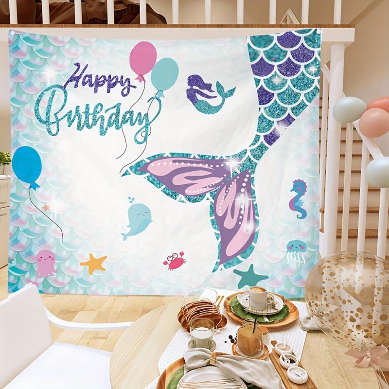 Mermaid Tapestry Birthday Party Decoration Background Cloth
