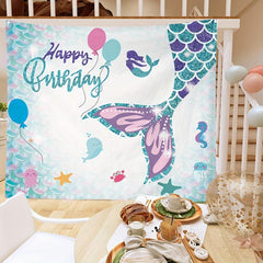 Mermaid Tapestry Birthday Party Decoration Background Cloth