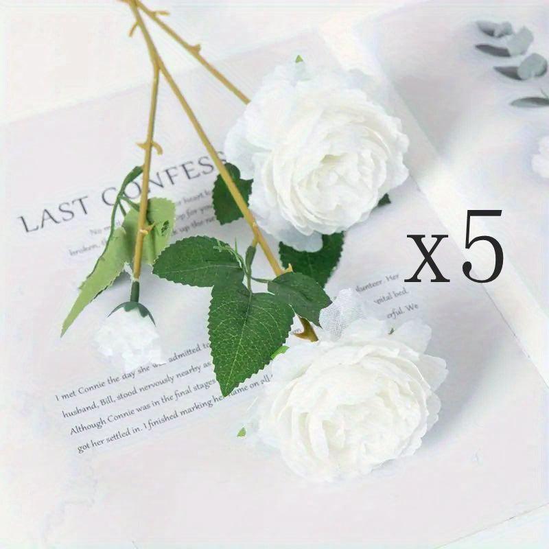 5pcs Artificial Rose Flower Bulk Bouquets Real Touch Faux Flowers