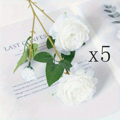 5pcs Artificial Rose Flower Bulk Bouquets Real Touch Faux Flowers