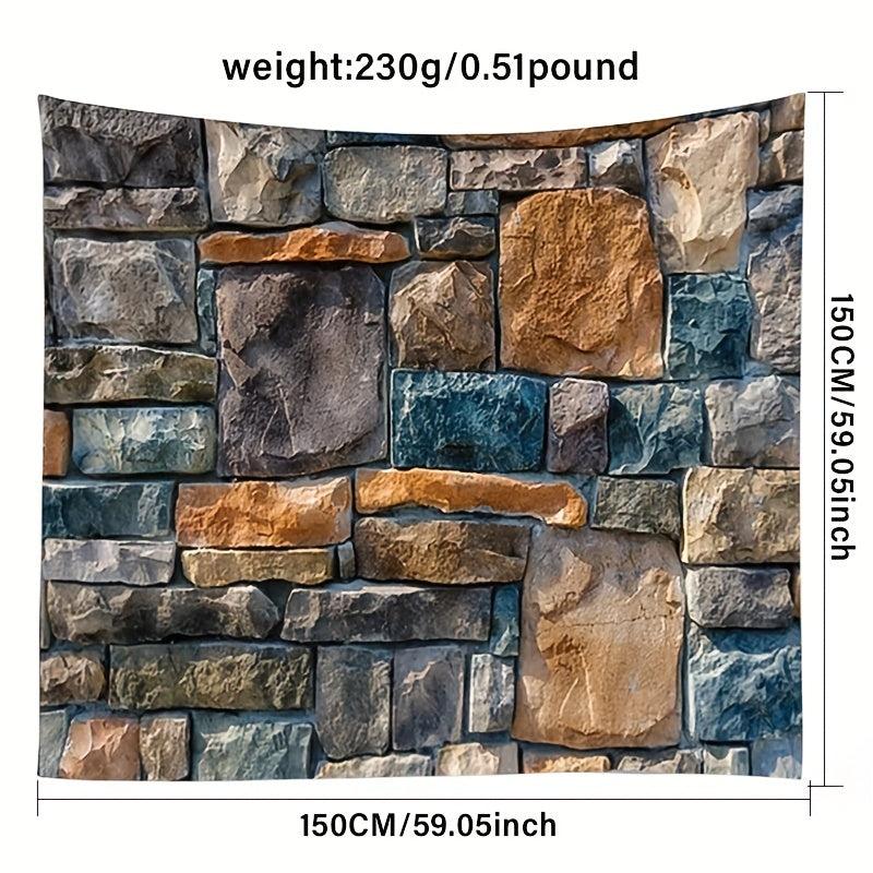 Stone Wall Print Tapestry Boho Tablecloth Wall Hanging