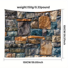 Stone Wall Print Tapestry Boho Tablecloth Wall Hanging