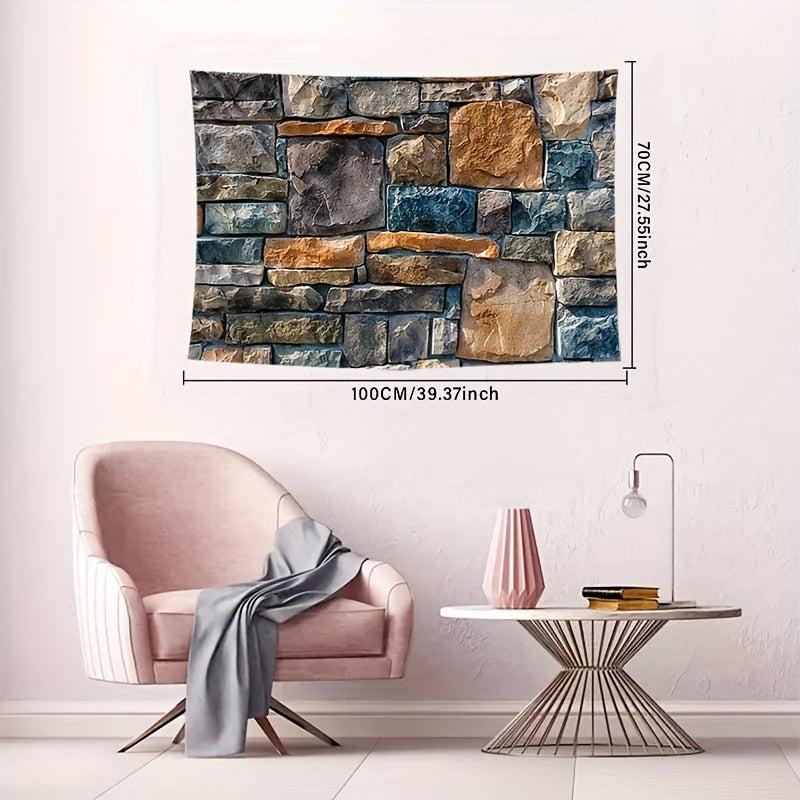 Stone Wall Print Tapestry Boho Tablecloth Wall Hanging