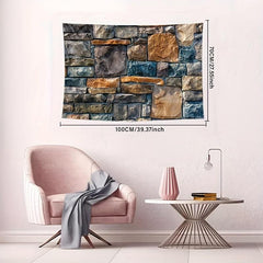 Stone Wall Print Tapestry Boho Tablecloth Wall Hanging