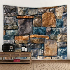 Stone Wall Print Tapestry Boho Tablecloth Wall Hanging