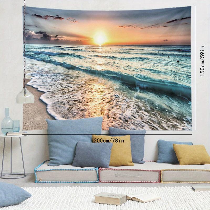 Beach And Sea Tapestry Sunset Natural Scenery Frosted Tapestry Wall Hanging