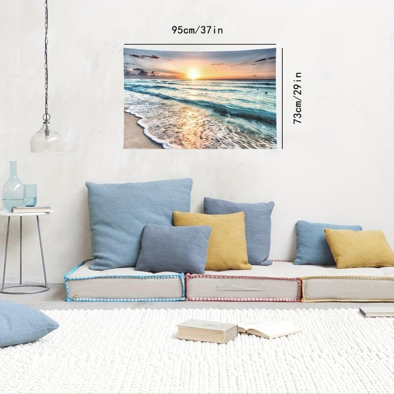 Beach And Sea Tapestry Sunset Natural Scenery Frosted Tapestry Wall Hanging