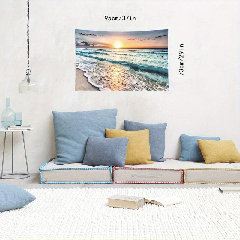 Beach And Sea Tapestry Sunset Natural Scenery Frosted Tapestry Wall Hanging