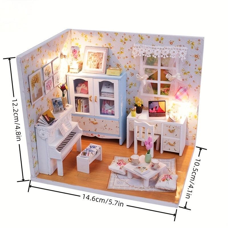 3D Flowering Pinellia Doll House with Furniture DIY Model Kit - Romantic Gift