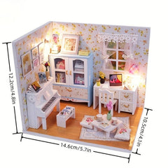 3D Flowering Pinellia Doll House with Furniture DIY Model Kit - Romantic Gift