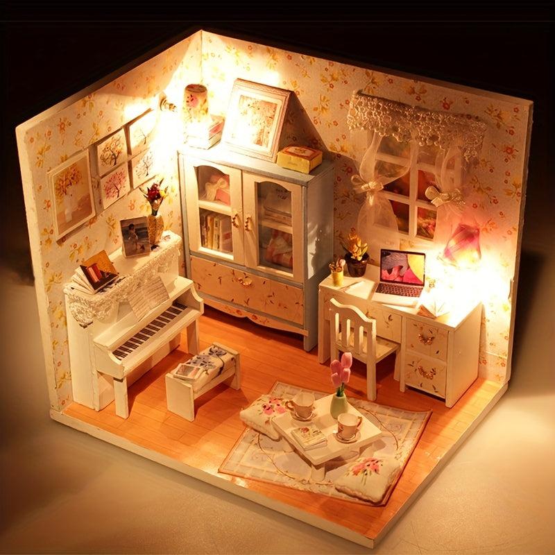 3D Flowering Pinellia Doll House with Furniture DIY Model Kit - Romantic Gift