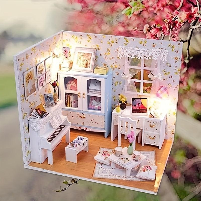 3D Flowering Pinellia Doll House with Furniture DIY Model Kit - Romantic Gift