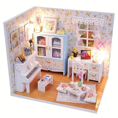 3D Flowering Pinellia Doll House with Furniture DIY Model Kit - Romantic Gift