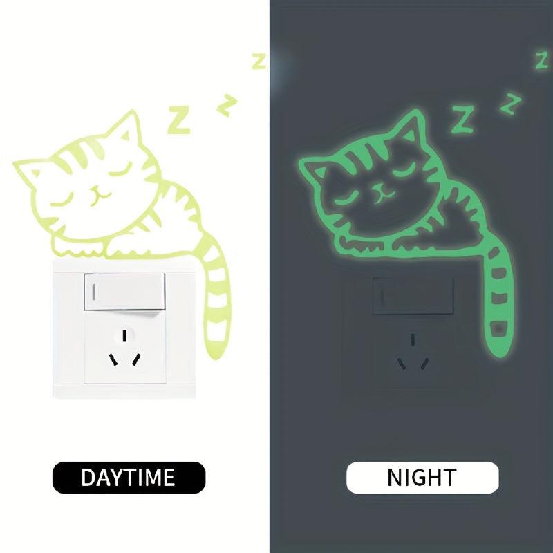 Cat Glow In The Dark Wall Stickers Luminous Switch Sticker