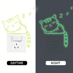 Cat Glow In The Dark Wall Stickers Luminous Switch Sticker